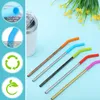 6 8mm Silicone Straw Elbow Wide Stainless Steel Reusable Cover Soft Drink Tip for OD Straws Juice Coffee Milk Multicolor SS1108