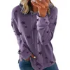 Kvinnors hoodies tröjor tröjor toppar användbara trendiga mysiga stjärntryck termiska vårstopp för hemma tröja kvinnor hoodiewomen's