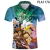 Polos męski Summer One Punch-Man krótkie rękawie Homme Streetwear Men Camisas Ropa 3D Printowana koszula moda swobodna harajukumen's Mil's Mil