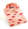 Damskie Bluzki Koszule Kobiety 2022 Flamingo Koszula Z Długim Rękawem Wyłącz Kołnierz Biuro Rozrywka Bluzka Topy Plus Size Blusas Femininas