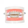 Diamond Grills 18KT Guld fylld helt isad Micro Pave CZ Top och Bottom Face Mouth Grills for Teeth Hip Hop Jewelry