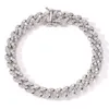 9-12mm Bling Big Chain Bracelet Bangle para homens e mulheres Icepou Prong Cz Stone cúbica Zircônia Hip Hop Chain