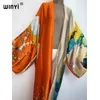 Kimonos Verano Kobiety Sukienka Print Done Cardigan Długie rękawie Kobieta Bluzka luźna swobodna plaża pokrywka boho sukienka Kaftan 220507