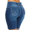 Sexy mode dames dames denim skinny shorts hoge taille stretch bodycon jeans slanke knie lengte kort 220629