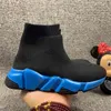 2020 Barnmode Lyx Paris Boys Gilrs Speed Trainer Sock Skor Trippel Svart Vit Röd Oreo Stretch-Knit Designer Sneakers för småbarn