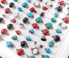 Kırmızı Siyah Beyaz Turquoise Ring Siyah Elmas Leydi/Kız Moda Takı Karışımı Stil Boyutu 100 PCS/LOT