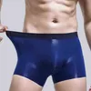 Hommes Sexy Glace Soie Sans Soudure Boxer Pouch Vêtements De Nuit Sous-Vêtements Respirants Pantalons Shorts Confortable Bulge Culotte Underpant G220419