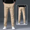 2022 printemps été nouveau pantalons décontractés hommes coton Slim Fit kaki mode pantalon droit mâle couleur unie Pantn Homme 28-40 L220706