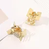 Trapezoid Shaped With Pearl Rhinestone Hair Clamps Geometric Alloy Ponytail Scrunchies Hair Clips Claw Korean Small Size Gold Headdress Bath Hairpins Jewelry