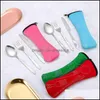 Tableware 4Pcs Cutlery Set Cam Fork Spoon Cutter Stainless Steel For Travel Hiking Kitchen Tool 0221 Drop Delivery 2021 Forks Flatware Kitch