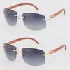 Diseñador de metal Gafas de sol de madera sin montura más grandes para hombre Forma cuadrada Cara 4189705 Gafas de sol Unisex C Marco de decoración Gafas masculinas y fem243p