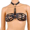 Nxy Sm Bondage Lingerie sexy in pelle Halter Neck Cage Reggiseno intimo donna Erotic Hollow Out Costume adulto Plus Size220419