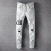 Casual Streetwear Black Slim Fit Jeans Herr 2022 Höst Masculina Letter Jeans Byxor Herr Trendiga Dansklubb Skinny Jean toursers