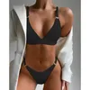 Sexy Bague Côtelée Bikinis Maillot De Bain Femmes Push Up Maillots De Bain Solide Bikini Ensemble Été Plage Brésil Biquini Maillot De Bain 220621