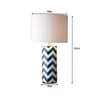 Modern Nordic Stripe Ceramic Table Lampor E27 Vardagsrum Sovrum Bedside Studie LED Dekorativa designljus