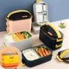 Set di stoviglie Scatola da pranzo in acciaio inossidabile Multistrato Microonde Bento Studenti Bambini Il picnic Stoviglie Conservazione del calore Snack BoxD