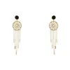 Délicat micro-ensemble brillant zircone ronde fleur Dangle boucles d'oreilles bijoux mode européenne femmes plaqué or 18 carats s925 argent aiguille gland boucles d'oreilles