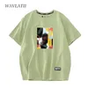 WAVLATII Brand Women Light Green T-Shirts Female Fashion Print Casual Tees Lady Summer White Short Sleeve Tops WT2216 220511