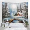 Snow Scene Tapestry Beautiful 3D Digital Printing Bakgrund Bohemian Hippie Olika storlekar J220804