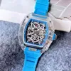 Watches Wristwatch Designer Luxury Mens Mechanics Watch Richa Milles Men's Silicone Band Transparent Hollowed Out Dial Color All Purpose Wa