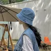 Berretti Cappello da pescatore con protezione solare hip-hop in denim lavato vintage unisex giapponese