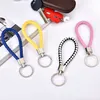 2021 Leather Braided Woven Keychain Rope Rings Fit Pendant Key Chains Holder Car Keyrings JXW935