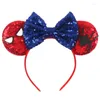 Hair Accessories Festival 4 juli Independence Day Sequins Bow Mouse Ears Hoofdband Kids Diy Women Party Hairbandhair