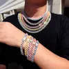 9mm Hip Hop Kubanische Kette Halskette Armbänder Schmuckset Bling 18k echt vergoldete Tennisketten