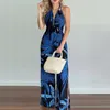 Puloru nya kvinnor halter bunden jumpsuit sommarkontor lady blad tryckt djupt v-ringning utanför axeln rompers rygglös kostym S-xxl 220321