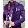 Purple Butterfly Jacquard Groom Tuxedos in reliëf driedimensionale patroon heren blazer trouwjurk prom kleding multi-colour optioneel