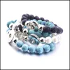 Bracelets de charme Bijoux 10mm Pierre de lave noire Turquoise Perle Bouton pression Bracelet Aromathérapie Huile Essentielle Diffuseur Bracel D5A