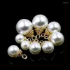 Other 10 12 14mm Acrylic Imitation Pearl Beige Round Beads With Button For DIY Craft Jewelry Making Earing Supplies AccessoriesOther Edwi22
