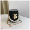 New Designer Trending Purses And Handbags Women Rhinestone Diamond Bucket Bag Evening Bridal Party Pearl Chains Lipstick Clutch Y22448