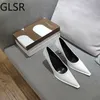 Women s Shoes LEATHER Woman High Heels Pointed toe Women Pumps for Fashion Office Lady Slip on Sock Free White Black 220617