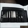 Kitchen Cooking Chef Knife Bag Roll Carry Case Portable Durable Storage 12 Pockets Black Colors Tool Drop Delivery 2021 Organization House