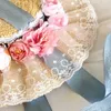 넓은 가슴 모자 봄 여름 로리타 디자인 헤어 핀 야외 햇빛 썬 플랫 모자 패션 꽃 장식 여성 대형 접이식 티 파티