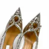 Yaz moda sandalet ayçiçeği yüksek topuklu ayakkabılar klasik kauçuk sanal kristal süslenmiş toka sivri ayakkabılar moda lüks bayan terlik 35-43