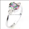 Cluster Rings Jewelry Holiday Gift Womens Fire Rainbow Color Mystic Topaz Gems 925 Sterling Sier Ring Russie Américaine Australie Mariages Dro