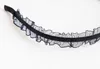 Black Cobweb Lace Headband with Silver Rose Bud & Crystal Beading Halloween Party Hair Accessories for Kids