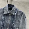 2022 Damesmerk denim katoenen jas vintage ontwerper bommenwerper jassen jas meisjes Milan Runway extra grote ontwerper Peacoat lange mouwen tops korte uitlever kleding