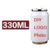 330ml Thermos Cola DIY PO Adı Metin Renkli Baskı Özelleştir Kişiselleştir Çocuk Hediyesi Soğuk Soğuk İçecek Süt Çayı 220706