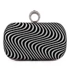 Sparkly Striped Bridal Hand Handbags Gold Black Silver Evening Party Formal Women with Chain Handbags