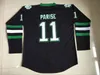 MIT # 11 Zach Priise Dakota Hockey Джерси мужская 100% сшитая вышивка, боевые челки Sioux Dakota Hockey Hockey Jerseys черный белый зеленый