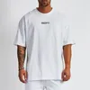 メンズハーフスリーブ特大Tシャツメッシュジム衣料品製ボディービルフィットネスルーススポーツウェアTシャツヒップホップTシャツ220621
