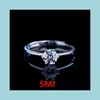 Boda clásica Sólido 925 Sterling Sier Six Claws Cubic Zirconia Anillos abiertos para mujeres Sterling-Sier-Jewelry Anillos R444 Drop Delivery 2021