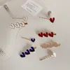 Wholesale Ins Hot Selling Simple Love Hairpin Retro Metal One-Word Clip Cute Sweet Colorful Epoxy Duckbill Clip For Woman Girls