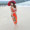 Dames badmode dames strandjurk sexy sling slijtage sarong bikini cover-ups wrap rokken handdoekbloem open-back