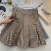 Neploe retro pläterade kjolar Kvinnor Höst Koreansk stil Mode Mini Skirt Kvinna Hög midja A-Line Mujer Faldas 220317