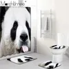 Dierlijke panda print douchegordijn tapijtomslag mat grappige toiletafdekkingen badkussen set badkamer decor non slip tapijt 220429