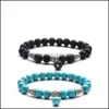 Braccialetti con ciondoli Gioielli 8Mm Pietra lavica nera Bracciale turchese Fai da te Aromaterapia Diffusore di olio essenziale Per donna Uomo Drop Delivery 2021 Bzl